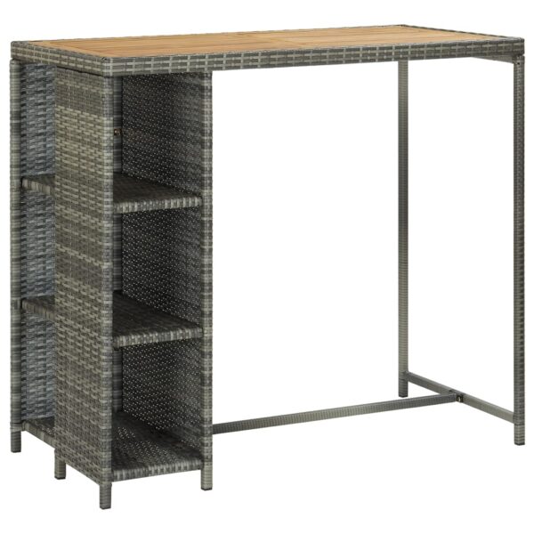 vidaXL barbord med opbevaringsstativ 120x60x110 cm polyrattan grå