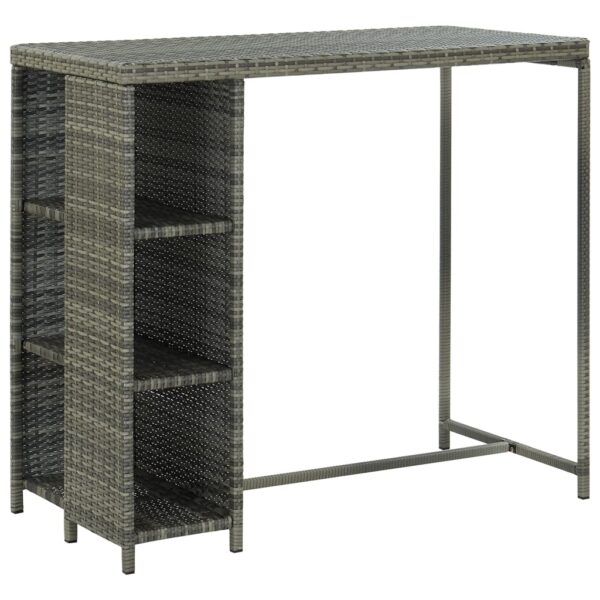 vidaXL barbord med opbevaringsstativ 120x60x110 cm polyrattan grå