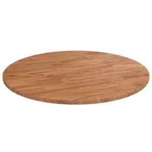 vidaXL rund bordplade Ø50x1,5 cm behandlet massivt egetræ lysebrun