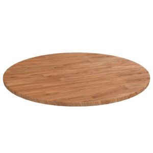 vidaXL rund bordplade Ø80x1,5 cm behandlet massivt egetræ lysebrun
