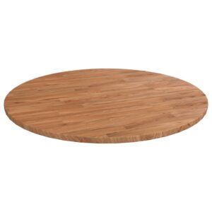 vidaXL rund bordplade Ø90x1,5 cm behandlet massivt egetræ lysebrun